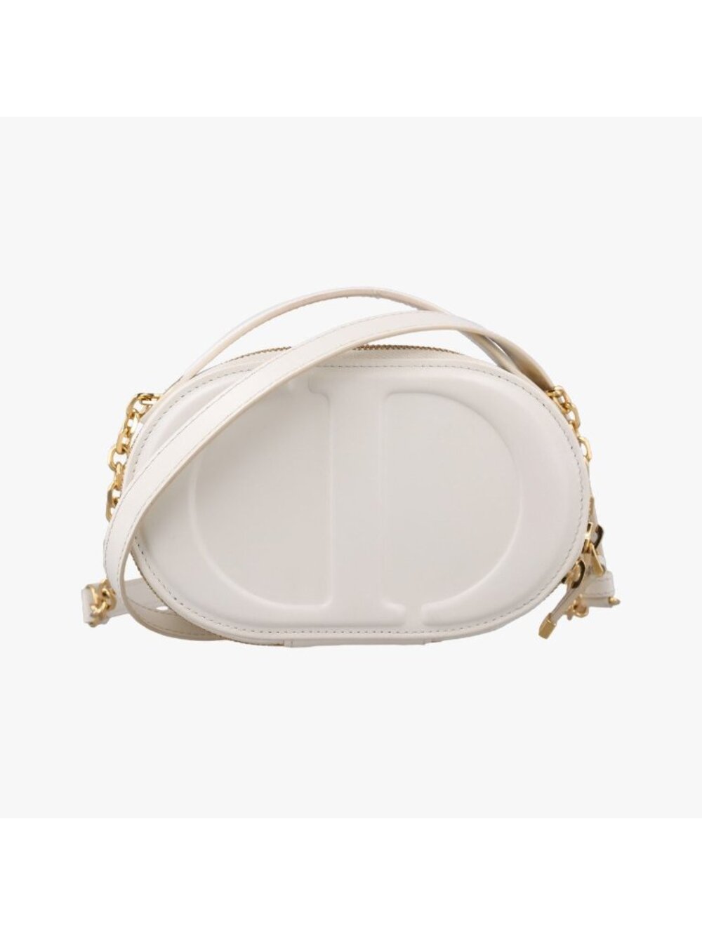 Dior Oval Camera Bag White Leather